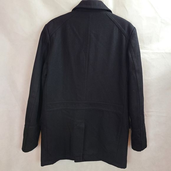 Guess Women's (M) Black Wool Blend Double Breasted Quilt Lined Mid-Length Coat - Picture 4 of 10